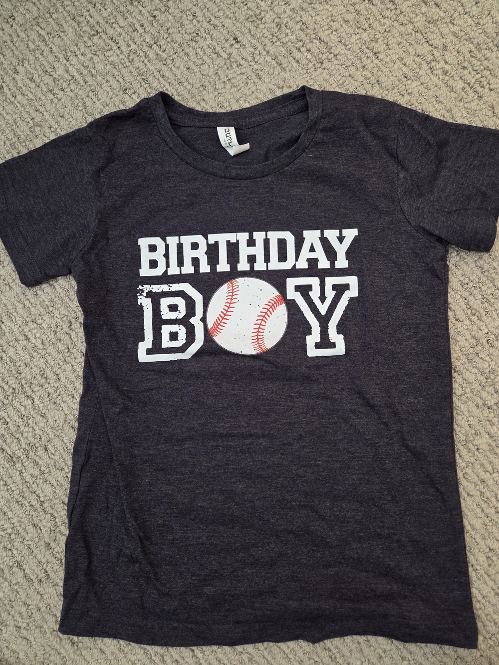 Birthday Boy Baseball Tee - Dark Gray Youth Size Small "Brandon"